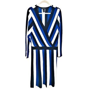 Ashley Stewart Striped Knit Sweater Dress Size 26/28W 4X 4XL Blue Black White